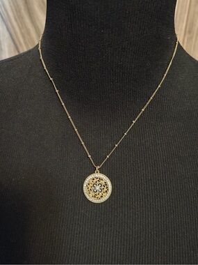 Gold Filigree Medallion Pendant Necklace - Women Jewelry
